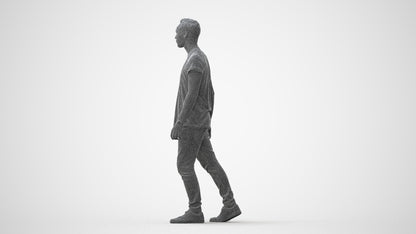 realistic 3D human man casual walking, archviz people FBX OBJ for Blender, square thumbnail