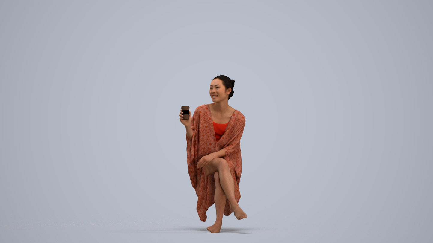 realistic 3D people woman casual pool, render-ready for V-Ray and Corona, FBX OBJ, standing pose render