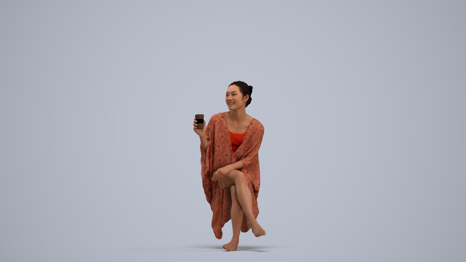 realistic 3D people woman casual pool, render-ready for V-Ray and Corona, FBX OBJ, standing pose render
