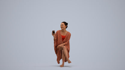 realistic 3D people woman casual pool, render-ready for V-Ray and Corona, FBX OBJ, standing pose render