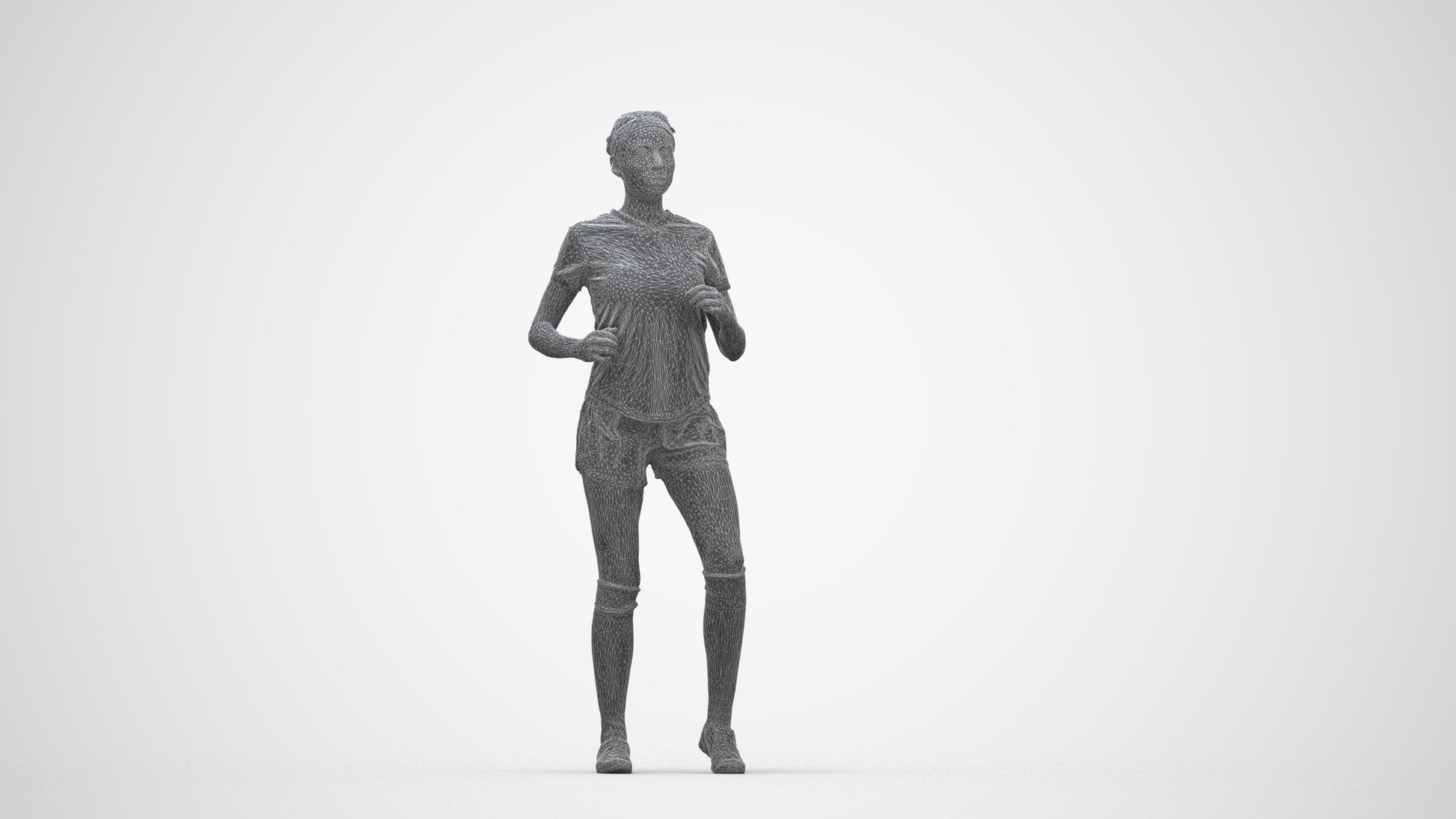 scanned 3D woman sport, photogrammetry people for Enscape and V-Ray, wireframe back view