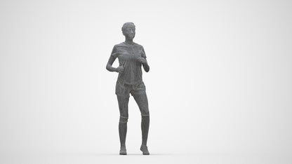 scanned 3D woman sport, photogrammetry people for Enscape and V-Ray, wireframe back view