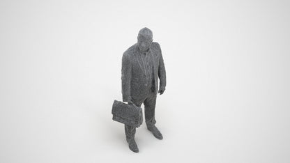 realistic 3D human man business, archviz people FBX OBJ for Blender, wireframe three-quarter view