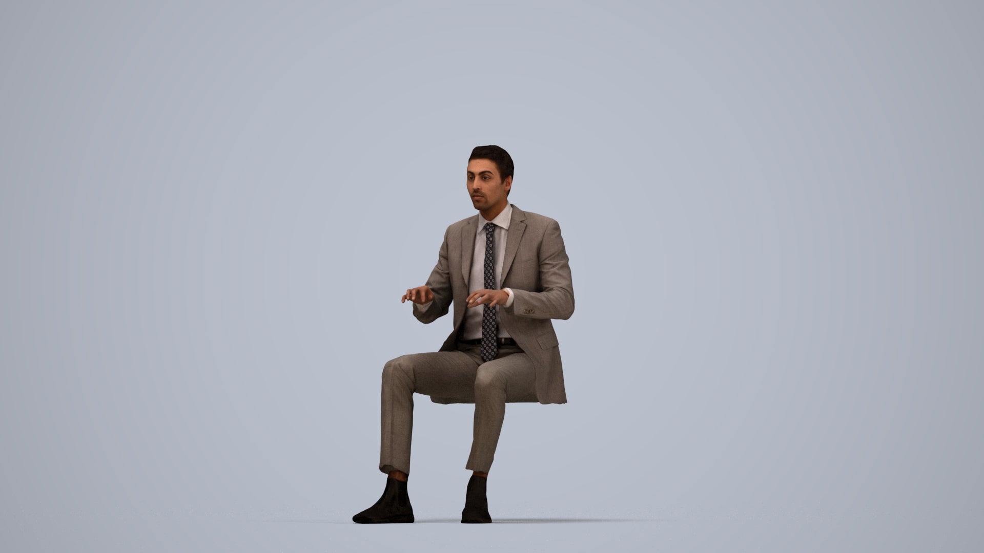 realistic 3D human man business, archviz people FBX OBJ for Blender, top-down view render