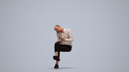 realistic 3D human man casual sitting, archviz people FBX OBJ for Blender, standing pose render