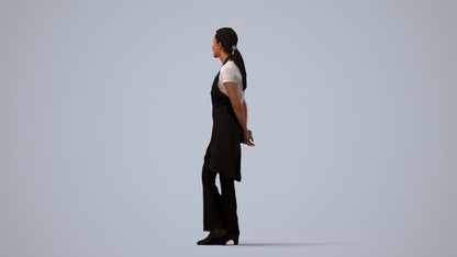 scanned 3D woman hospitality, photogrammetry people for Enscape and V-Ray, three-quarter view render