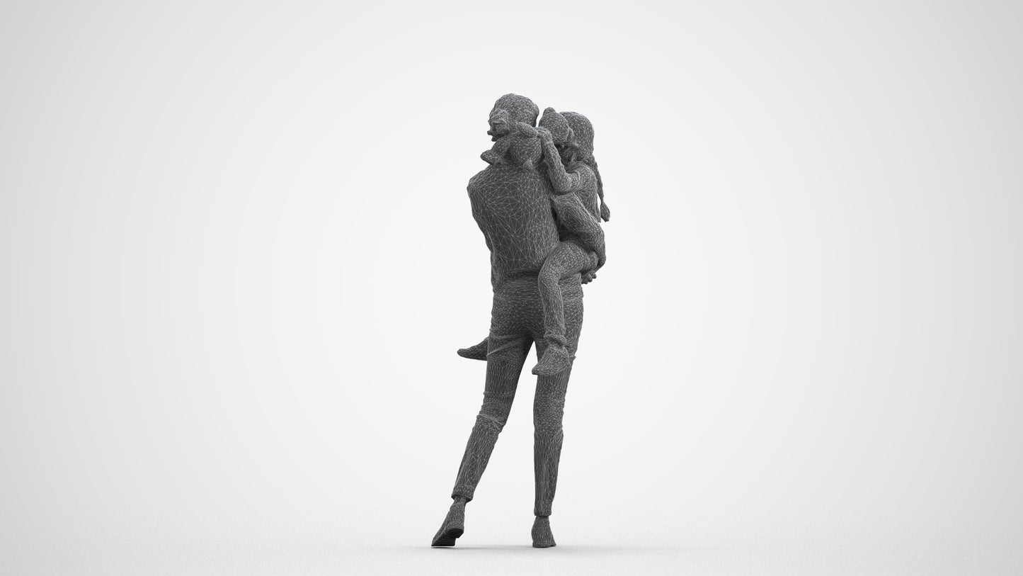 realistic 3D people girl casual kids, render-ready for V-Ray and Corona, FBX OBJ, wireframe front view