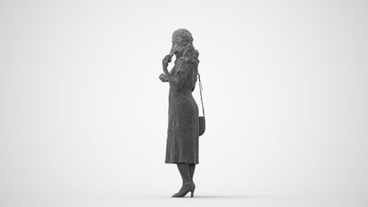 3D human model woman casual standing, photogrammetry scanned person for archviz, square thumbnail