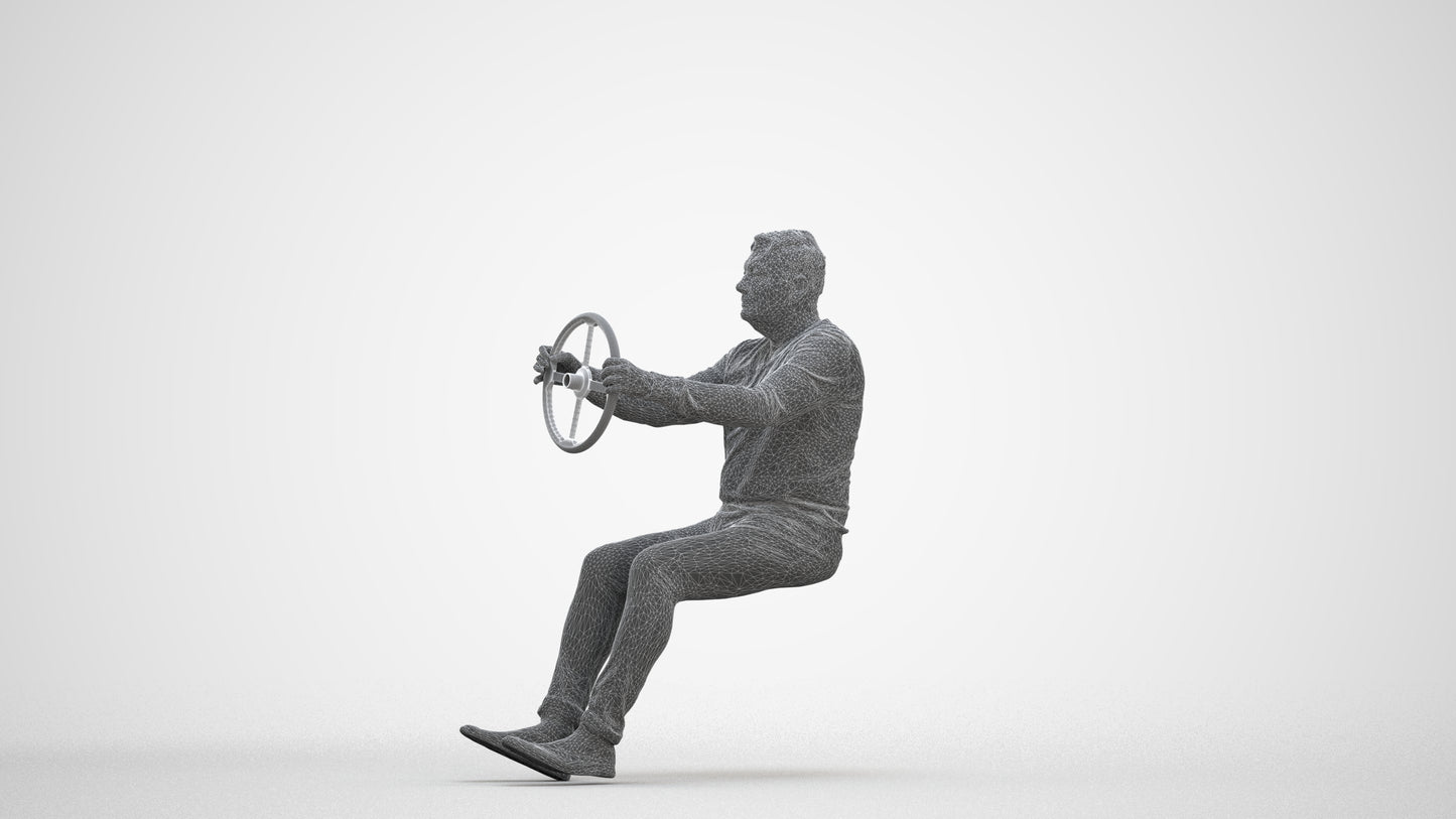 3D people model man business driving, scanned human for 3ds Max rendering, three-quarter front view render