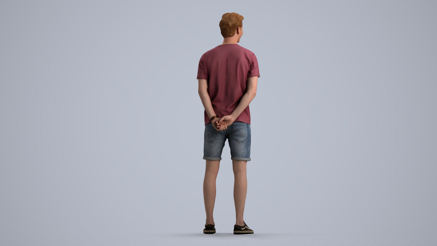 photogrammetry 3D man casual standing, realistic human model archviz FBX, front view render