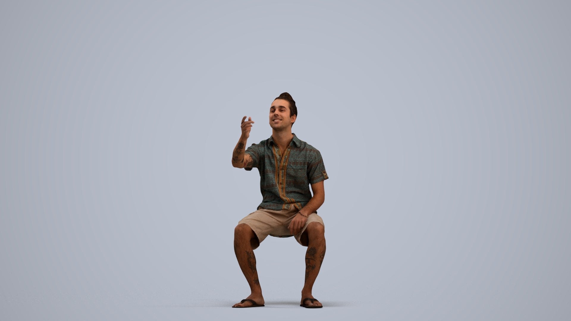 scanned 3D man casual sitting, photogrammetry people for Enscape and V-Ray, standing pose render