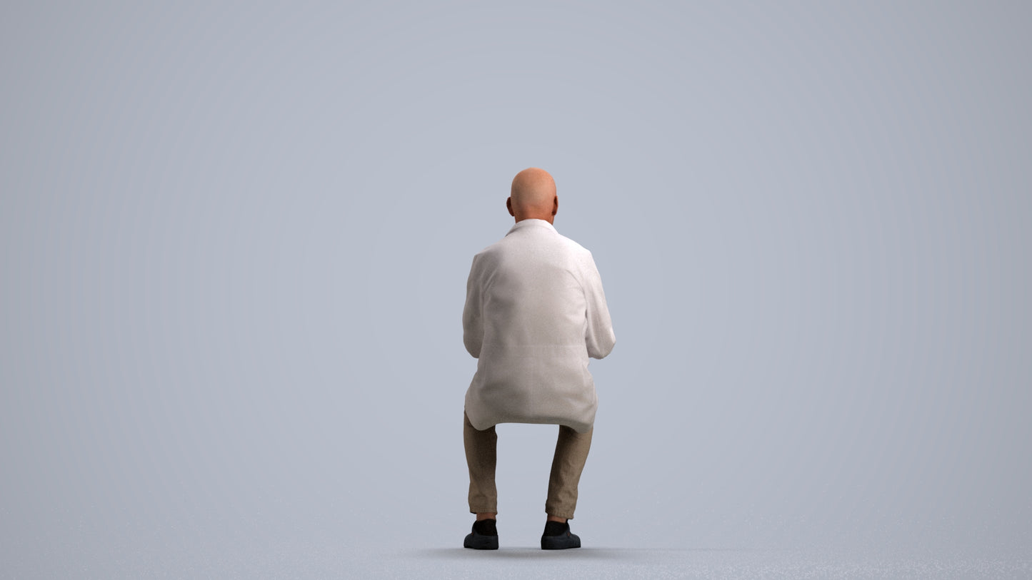 scanned 3D senior man medical, photogrammetry people for Enscape and V-Ray, front view render