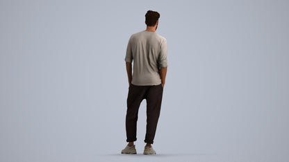 realistic 3D people man casual standing, render-ready for V-Ray and Corona, FBX OBJ, front view render