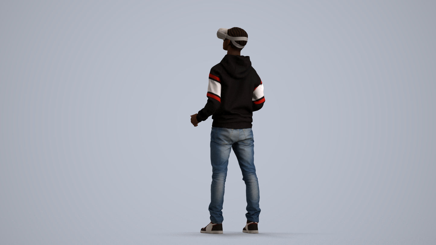 realistic 3D human boy casual kids, archviz people FBX OBJ for Blender, front view render