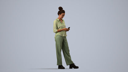 scanned 3D woman casual standing, photogrammetry people for Enscape and V-Ray, side view render