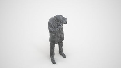 scanned 3D man medical, photogrammetry people for Enscape and V-Ray, wireframe three-quarter view