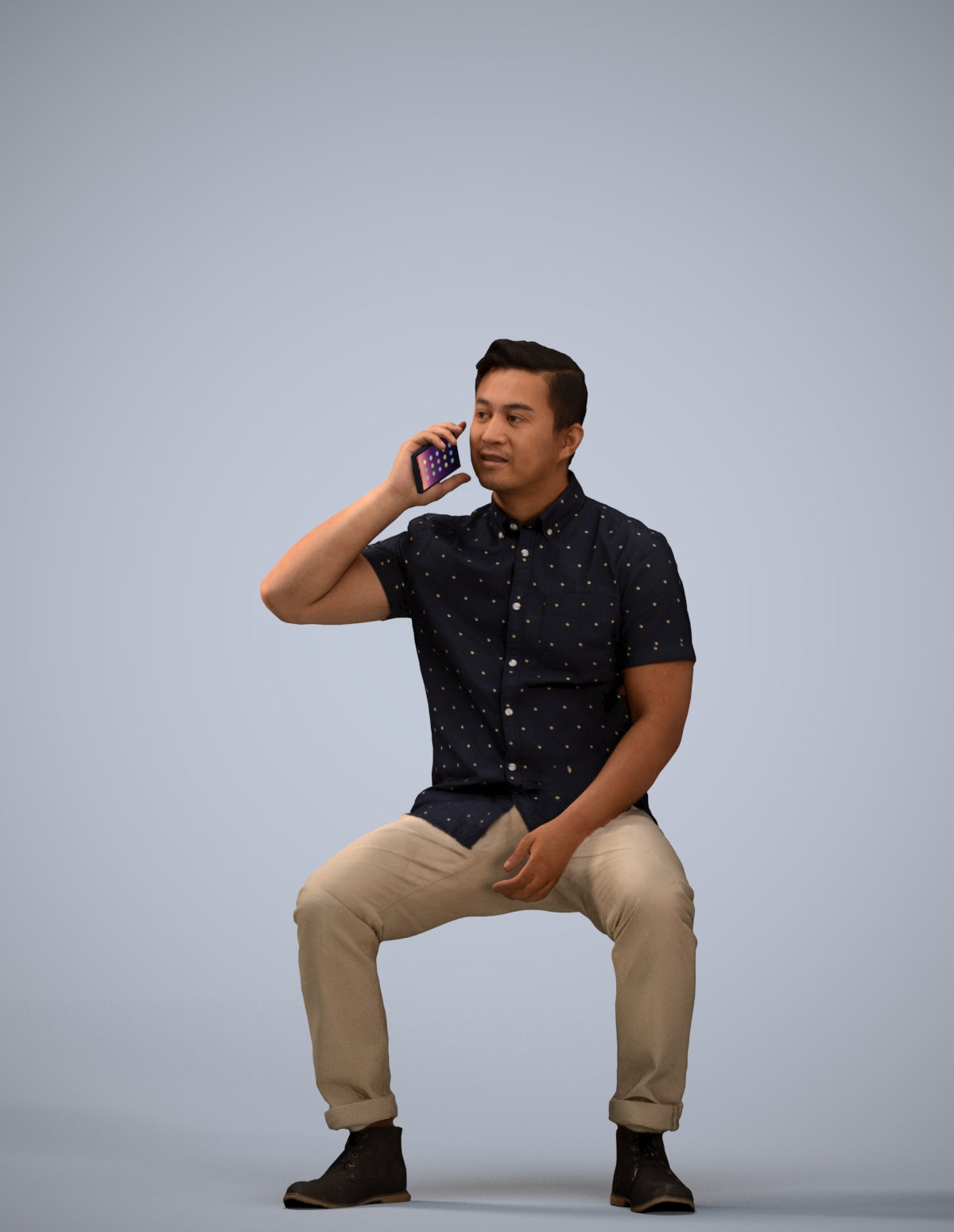 3D human model man business, photogrammetry scanned person for archviz