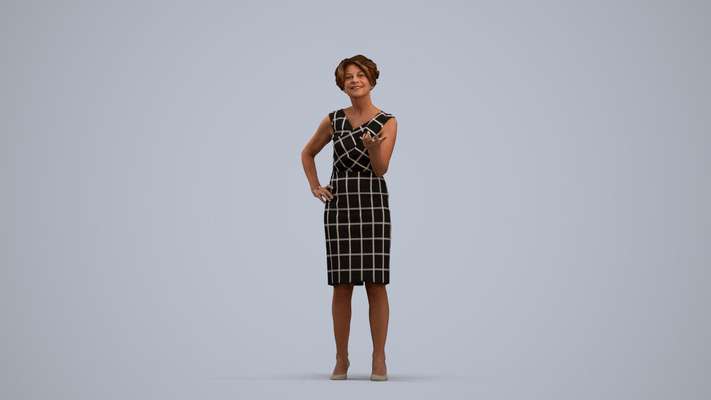 realistic 3D human woman business standing, archviz people FBX OBJ for Blender, standing pose render