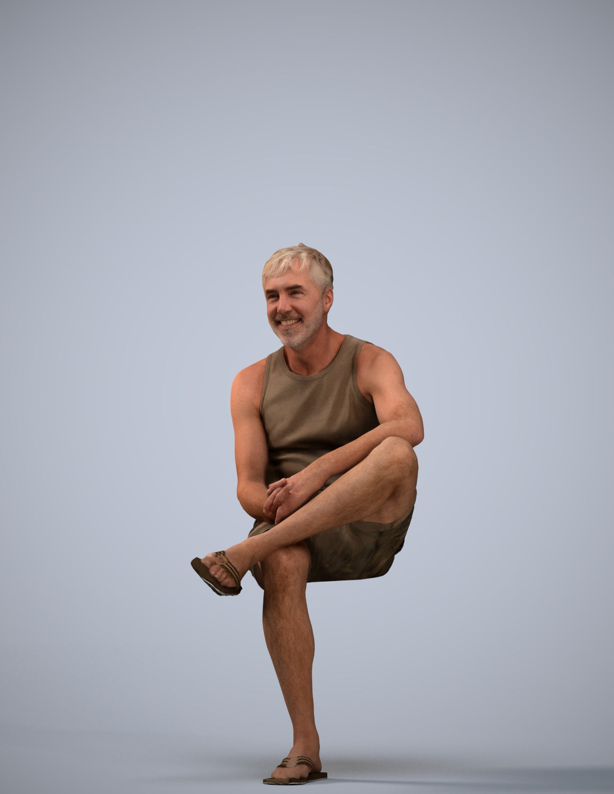 3D people model man casual sitting, scanned human for 3ds Max rendering