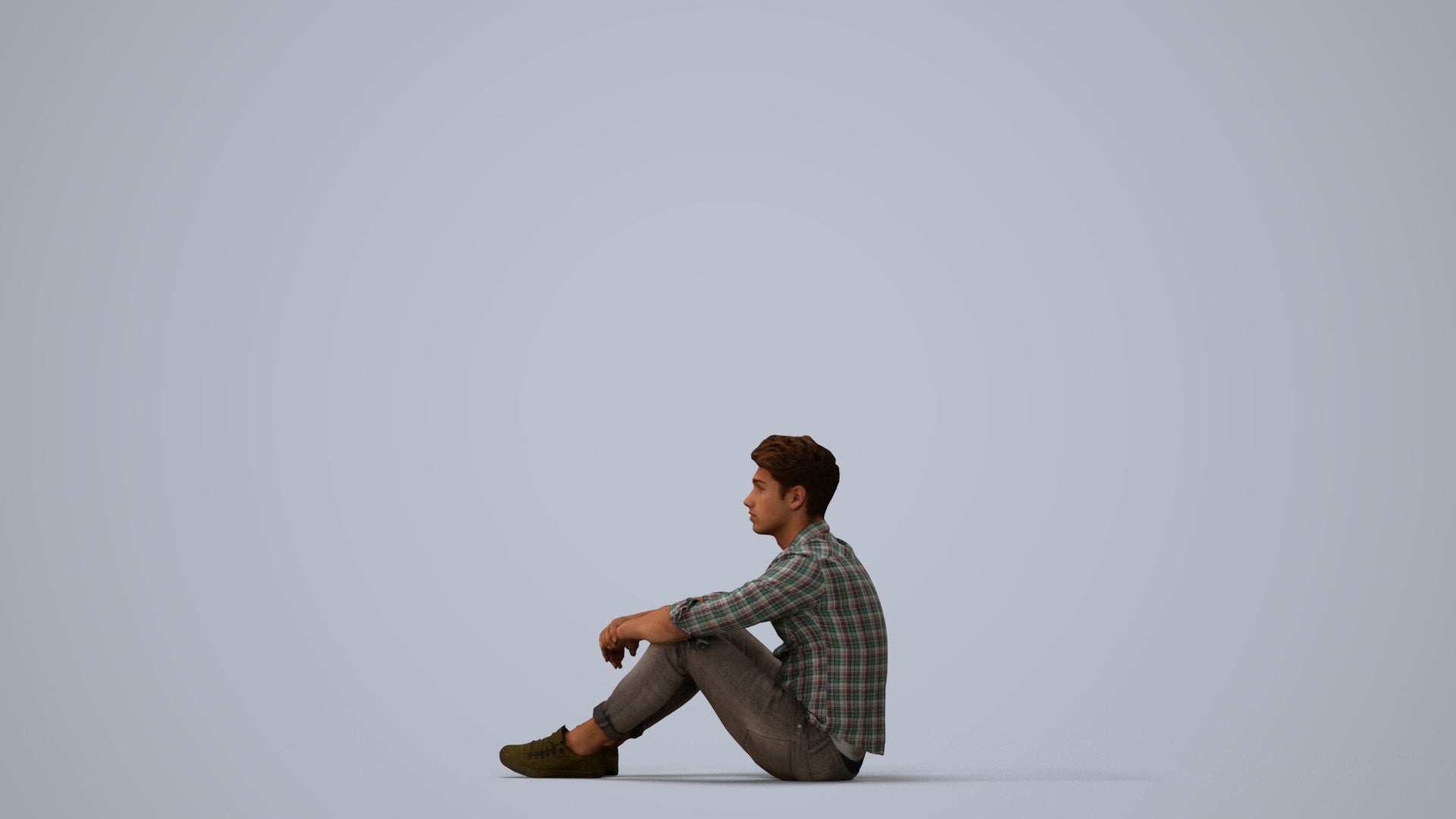 scanned 3D man casual mix, photogrammetry people for Enscape and V-Ray, three-quarter view render