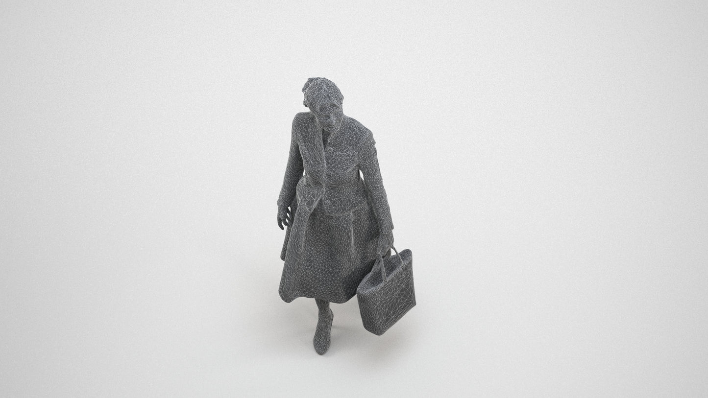 3D scanned senior woman standing business, photorealistic archviz people for Enscape and SketchUp