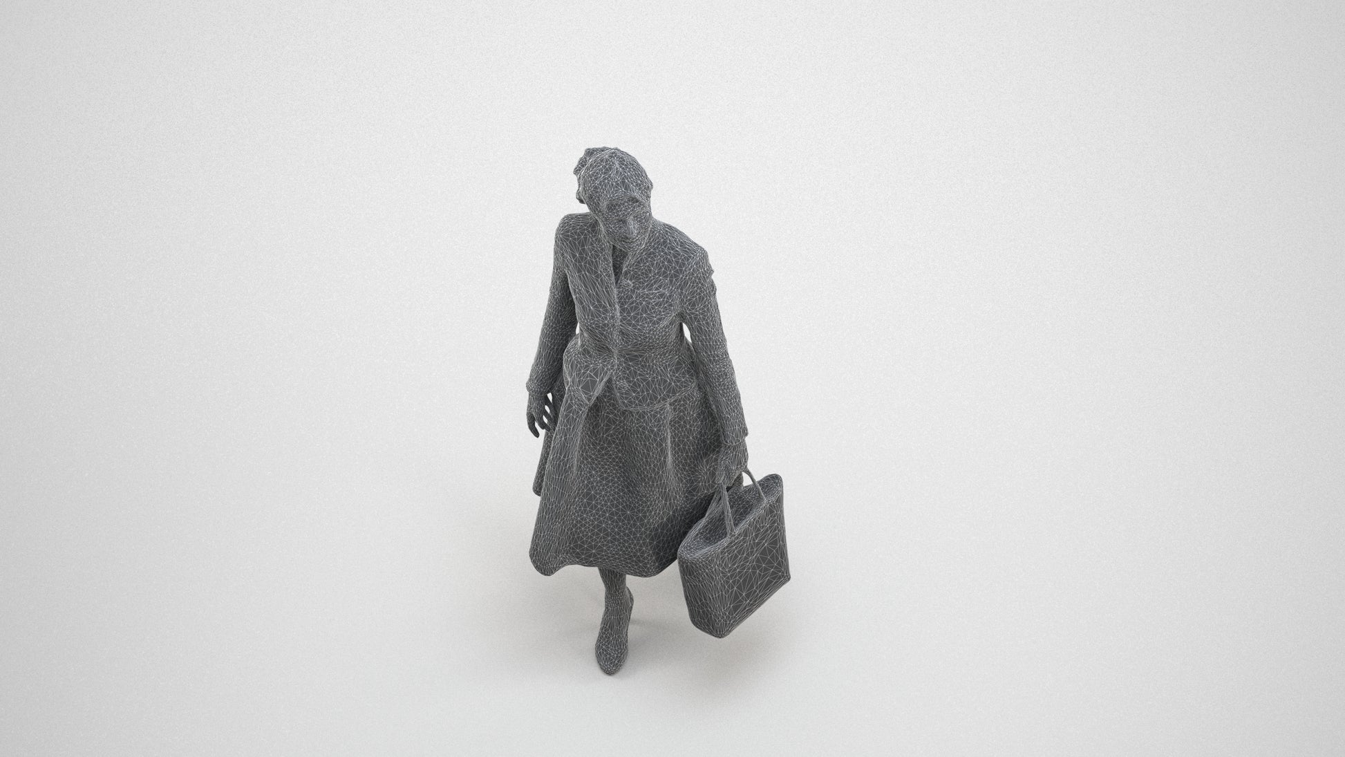 3D scanned senior woman standing business, photorealistic archviz people for Enscape and SketchUp