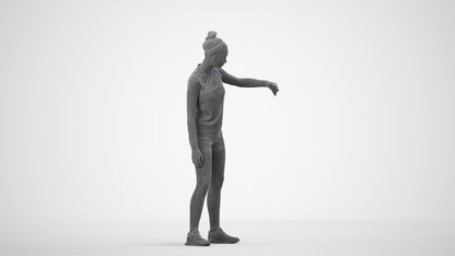 realistic 3D human girl sport, archviz people FBX OBJ for Blender, wireframe side view