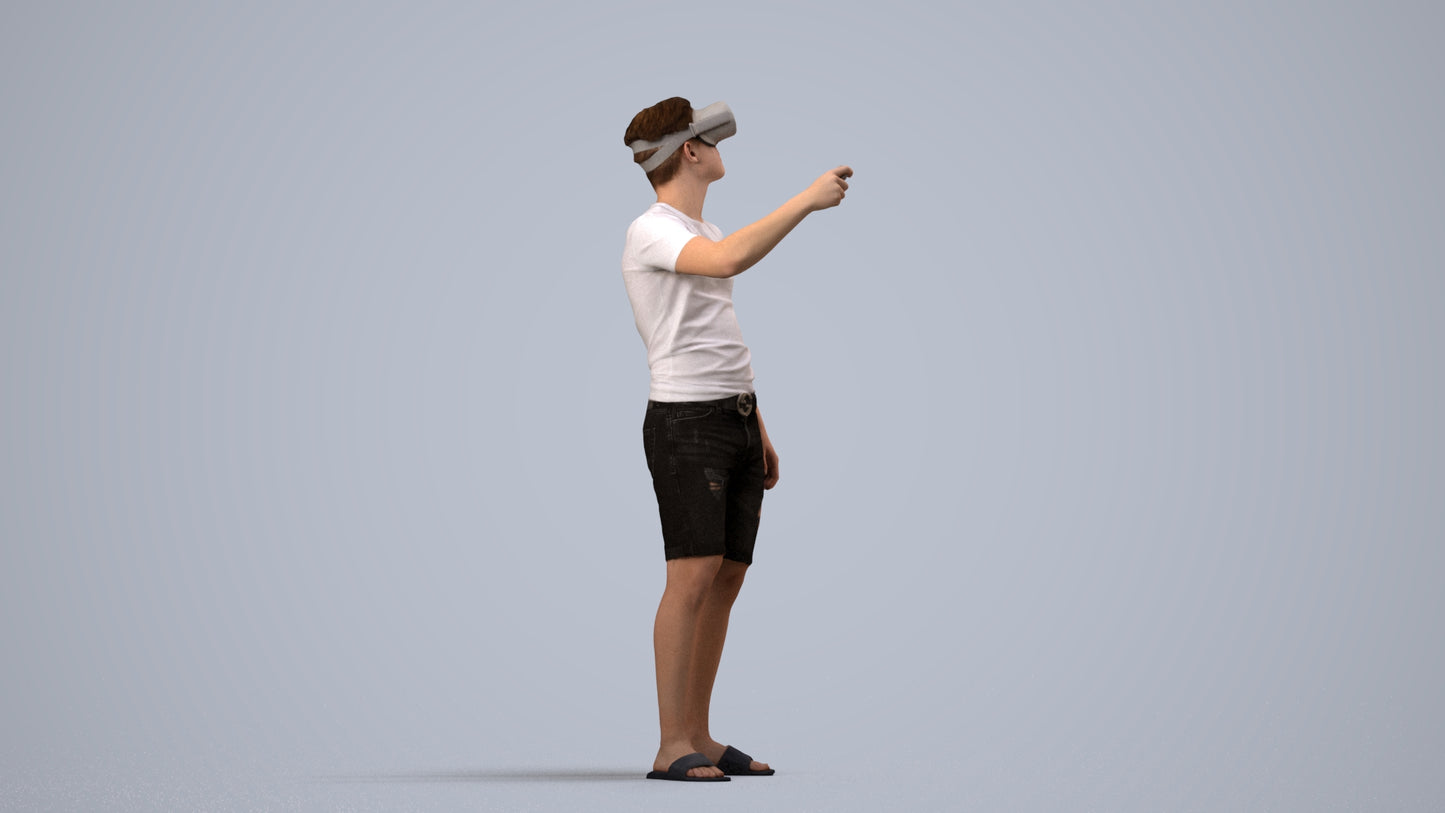 photogrammetry 3D boy casual kids, realistic human model archviz FBX, side view render