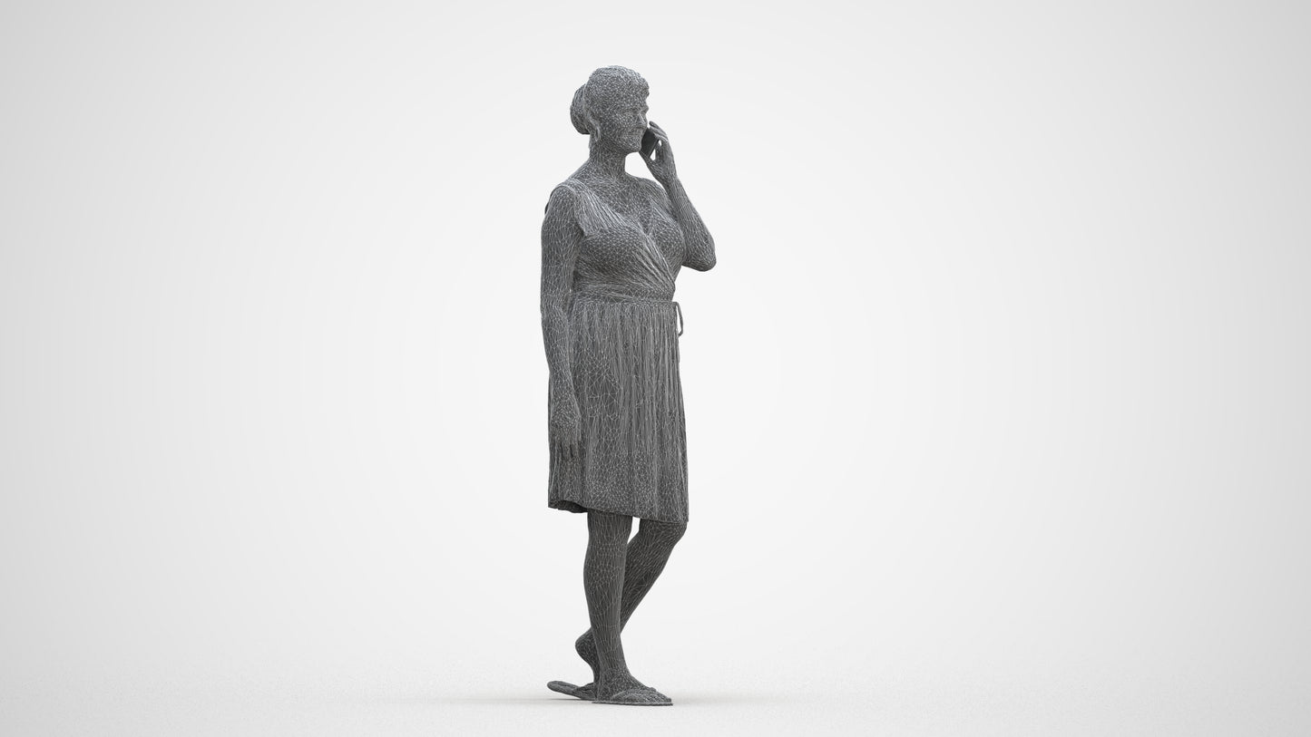 realistic 3D woman casual walking, scanned archviz people for Blender and 3ds Max, three-quarter front view render