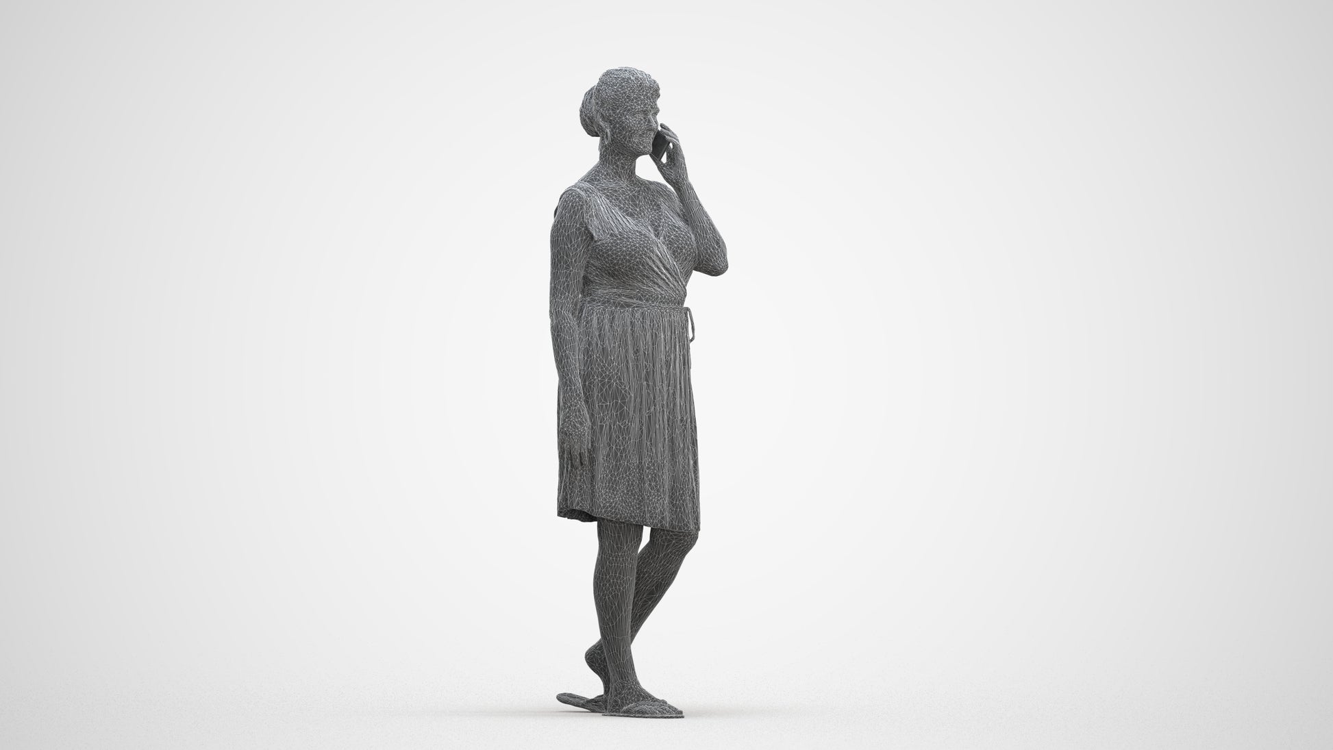 realistic 3D woman casual walking, scanned archviz people for Blender and 3ds Max, three-quarter front view render