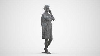 realistic 3D woman casual walking, scanned archviz people for Blender and 3ds Max, three-quarter front view render