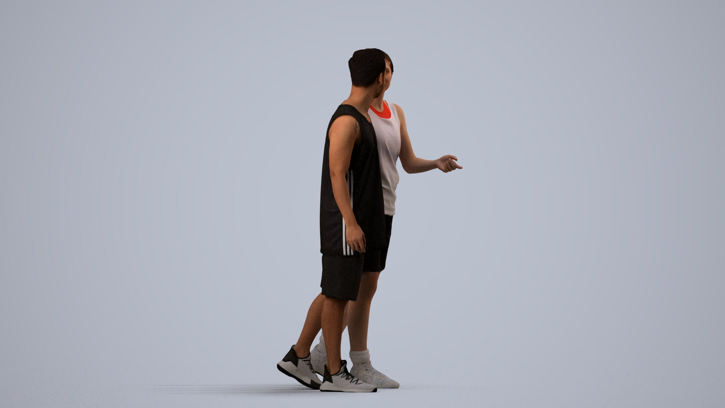 3D human model woman sport, photogrammetry scanned person for archviz, side view render