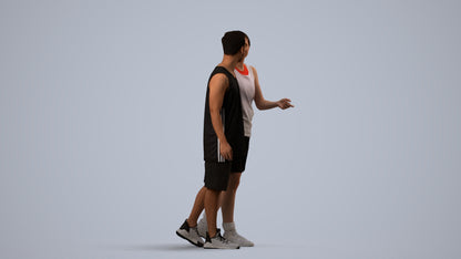 3D human model woman sport, photogrammetry scanned person for archviz, side view render