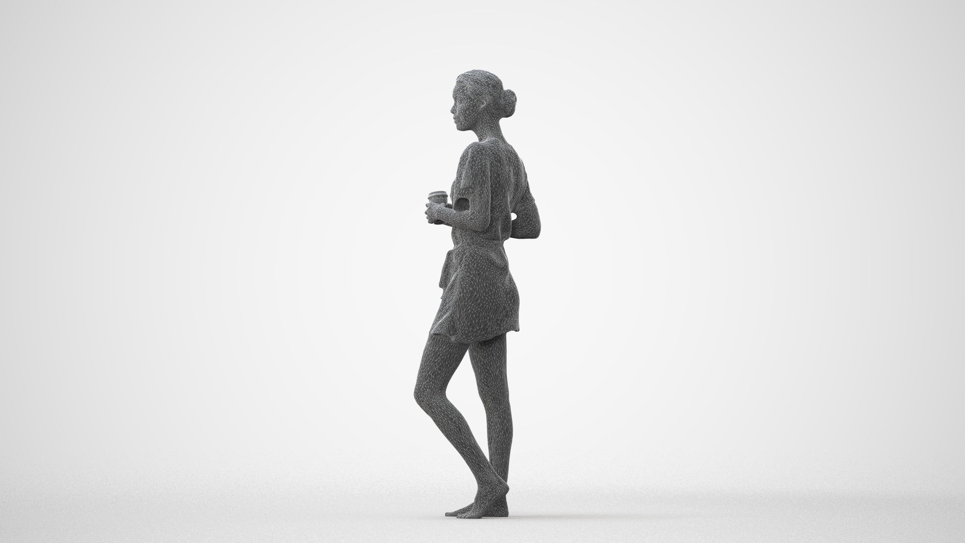 3D people model woman bathroom, scanned human for 3ds Max rendering, square thumbnail