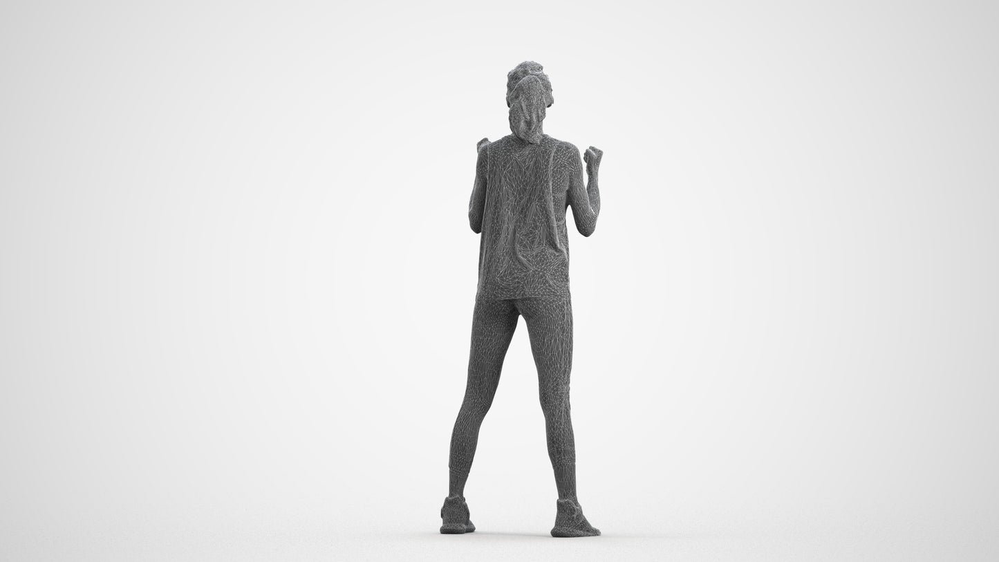 realistic 3D human woman sport, archviz people FBX OBJ for Blender, wireframe front view