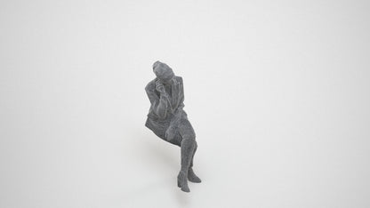 realistic 3D human woman business, archviz people FBX OBJ for Blender, wireframe three-quarter view