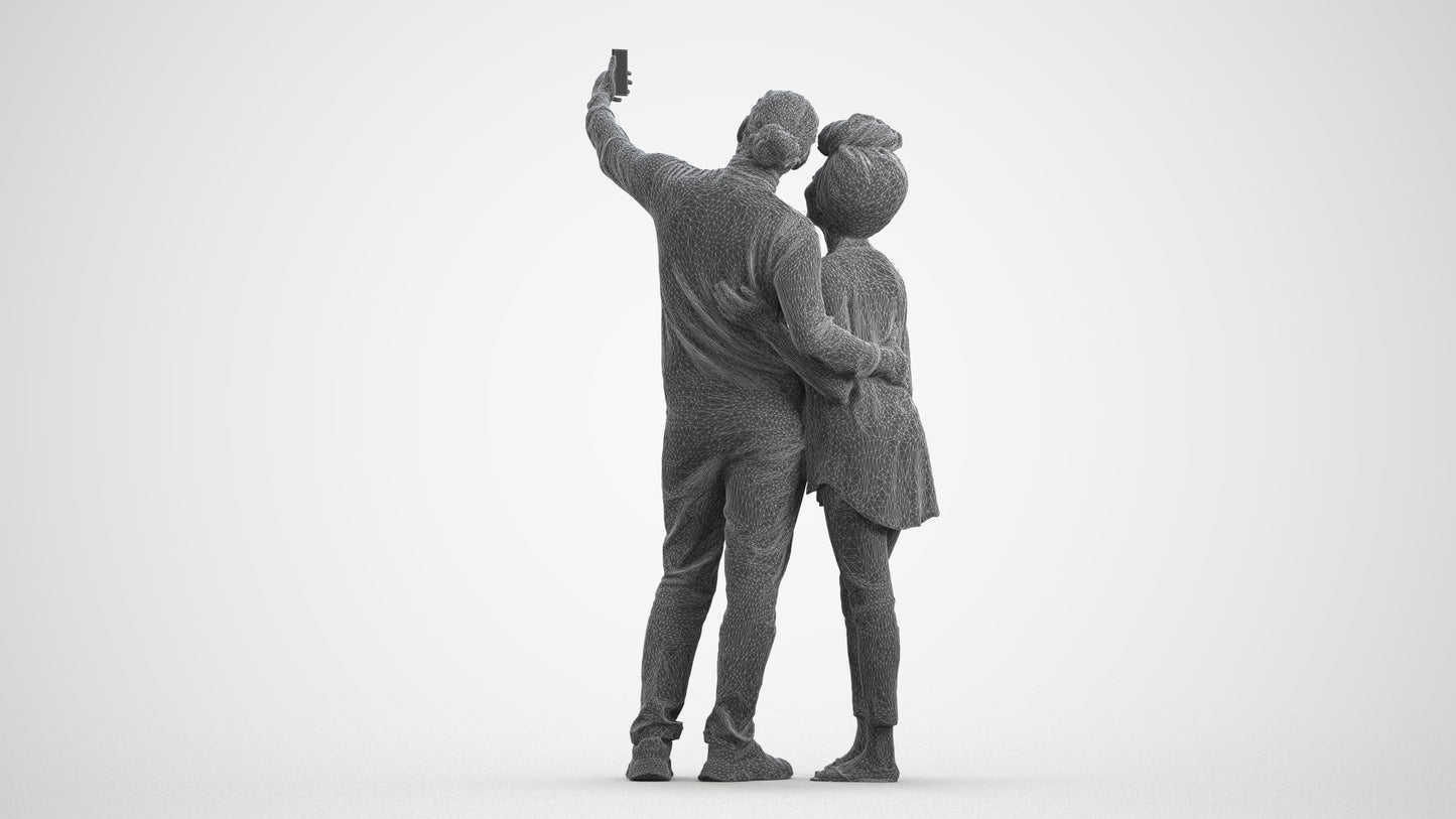 scanned 3D woman casual standing, photogrammetry people for Enscape and V-Ray, wireframe front view