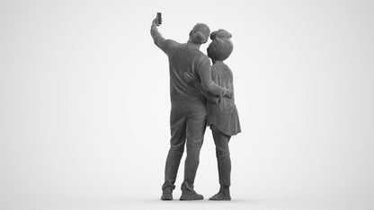 scanned 3D woman casual standing, photogrammetry people for Enscape and V-Ray, wireframe front view