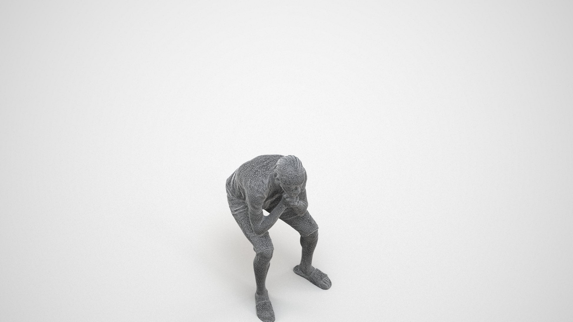 3D human model boy casual kids, photogrammetry scanned person for archviz, wireframe three-quarter view
