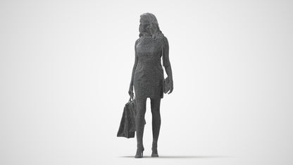 3D people model woman casual shopping, scanned human for 3ds Max rendering, square thumbnail