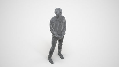 scanned 3D man casual standing, photogrammetry people for Enscape and V-Ray, wireframe three-quarter view