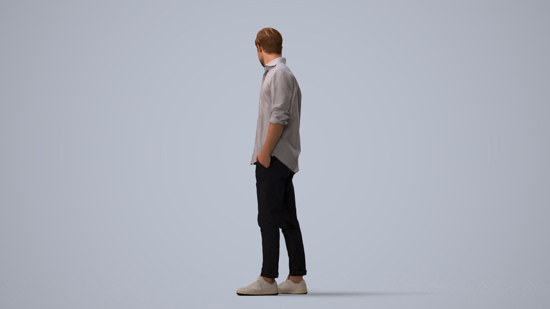 realistic 3D people man casual standing, render-ready for V-Ray and Corona, FBX OBJ, three-quarter view render