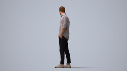realistic 3D people man casual standing, render-ready for V-Ray and Corona, FBX OBJ, three-quarter view render