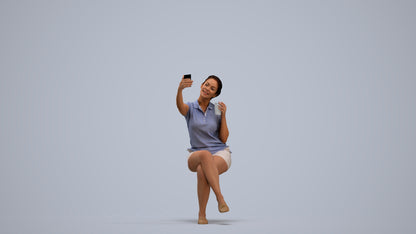 realistic 3D human woman casual sitting, archviz people FBX OBJ for Blender, standing pose render