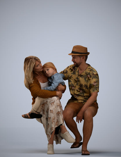 scanned 3D girl kids, photogrammetry people for Enscape and V-Ray
