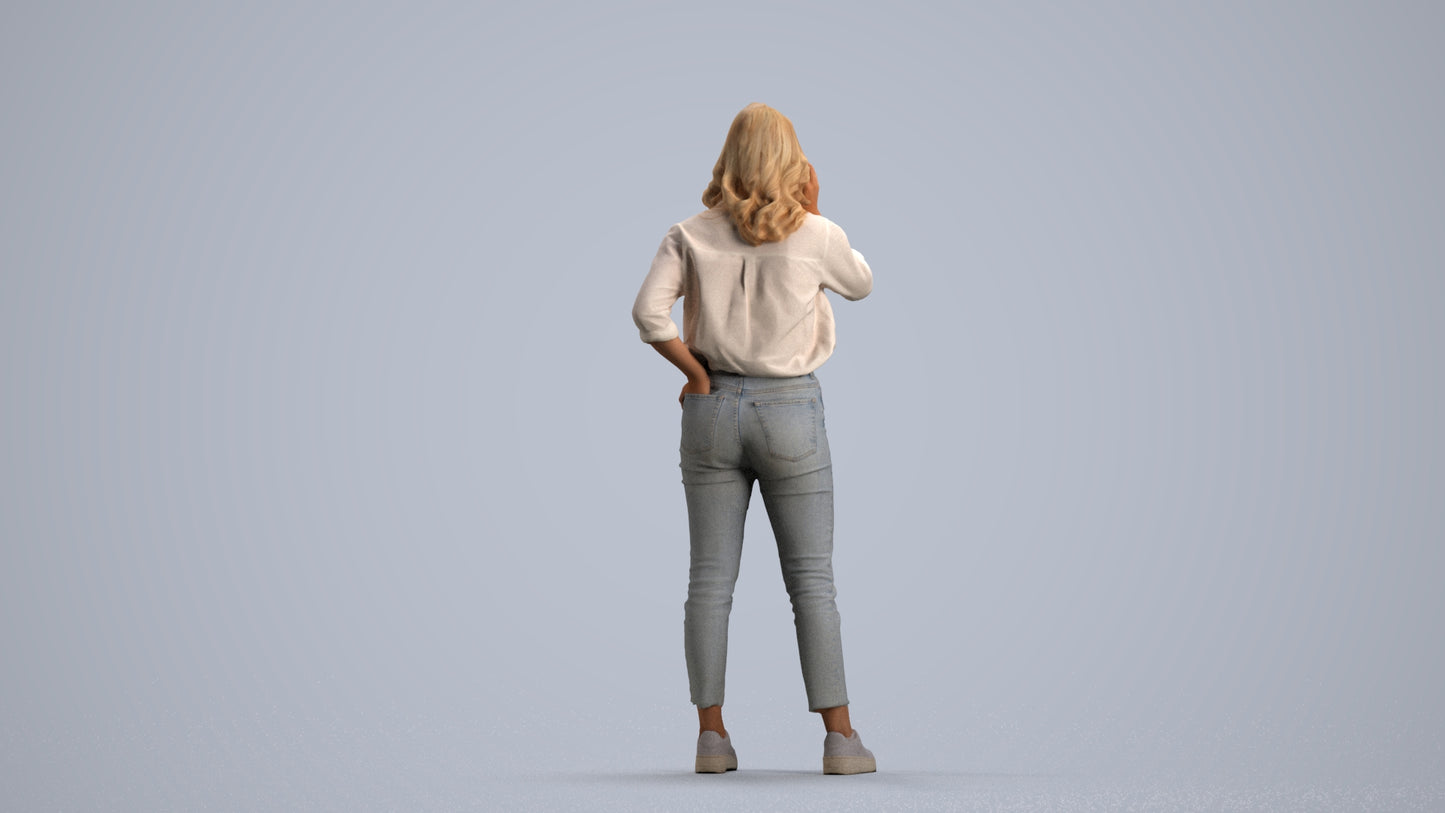 photogrammetry 3D woman casual standing, realistic human model archviz FBX, front view render