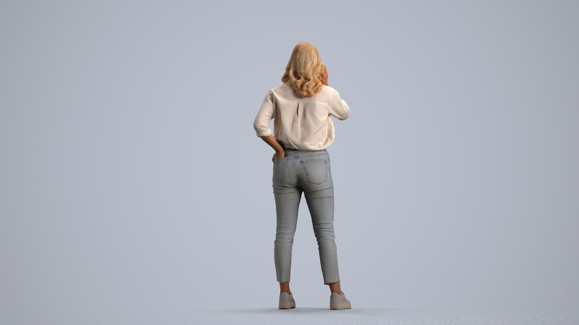 photogrammetry 3D woman casual standing, realistic human model archviz FBX, front view render