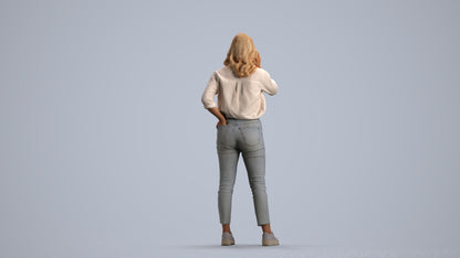 photogrammetry 3D woman casual standing, realistic human model archviz FBX, front view render