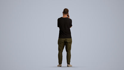 realistic 3D people man casual standing, render-ready for V-Ray and Corona, FBX OBJ, front view render