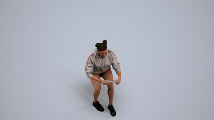 scanned 3D woman casual sitting, photogrammetry people for Enscape and V-Ray, back view render